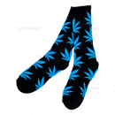 Huckleberry Crew Socks With All-Over Leaf Graphics - BLACK x BLUE