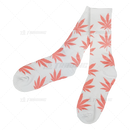 Huckleberry Crew Socks With All-Over Leaf Graphics - WHITE x LIGHT PINK