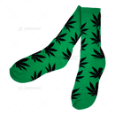 Huckleberry Crew Socks With All-Over Leaf Graphics - GREEN x BLACK