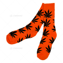 Huckleberry Crew Socks With All-Over Leaf Graphics - ORANGE x BLACK