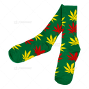 Huckleberry Crew Socks With All-Over Leaf Graphics - GREEN x MULTI COLOR