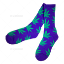 Huckleberry Crew Socks With All-Over Leaf Graphics - PURPLE x GREEN