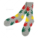 Huckleberry Crew Socks With All-Over Leaf Graphics - GREY x MULTI COLOR