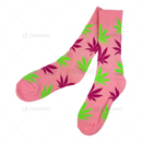Huckleberry Crew Socks With All-Over Leaf Graphics - PINK x MULTI COLOR
