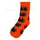 Huckleberry Crew Socks With All-Over Leaf Graphics - ORANGE x BLACK