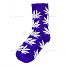 Huckleberry Crew Socks With All-Over Leaf Graphics - PURPLE x WHITE