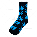 Huckleberry Crew Socks With All-Over Leaf Graphics - BLACK x BLUE