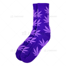 Huckleberry Crew Socks With All-Over Leaf Graphics - PURPLE x LIGHT PURPLE