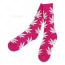 Huckleberry Crew Socks With All-Over Leaf Graphics - MAGENTA x WHITE