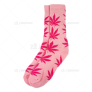 Huckleberry Crew Socks With All-Over Leaf Graphics - PINK x MAGENTA