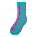 Huckleberry Crew Socks With All-Over Leaf Graphics - CYAN x MAGENTA