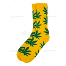 Huckleberry Crew Socks With All-Over Leaf Graphics - YELLOW x GREEN