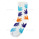 Huckleberry Crew Socks With All-Over Leaf Graphics - WHITE x MULTI COLOR