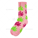 Huckleberry Crew Socks With All-Over Leaf Graphics - PINK x MULTI COLOR