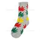 Huckleberry Crew Socks With All-Over Leaf Graphics - GREY x MULTI COLOR