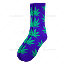 Huckleberry Crew Socks With All-Over Leaf Graphics - PURPLE x GREEN
