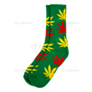 Huckleberry Crew Socks With All-Over Leaf Graphics - GREEN x MULTI COLOR