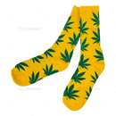 Huckleberry Crew Socks With All-Over Leaf Graphics - YELLOW x GREEN