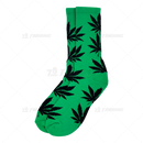 Huckleberry Crew Socks With All-Over Leaf Graphics - GREEN x BLACK