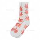 Huckleberry Crew Socks With All-Over Leaf Graphics - WHITE x LIGHT PINK