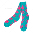 Huckleberry Crew Socks With All-Over Leaf Graphics - CYAN x MAGENTA