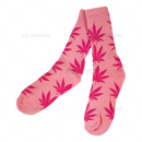 Huckleberry Crew Socks With All-Over Leaf Graphics - PINK x MAGENTA