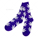 Huckleberry Crew Socks With All-Over Leaf Graphics - PURPLE x WHITE