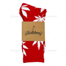 Huckleberry Crew Socks With All-Over Leaf Graphics - RED x WHITE