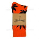 Huckleberry Crew Socks With All-Over Leaf Graphics - ORANGE x BLACK