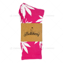 Huckleberry Crew Socks With All-Over Leaf Graphics - MAGENTA x WHITE