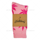 Huckleberry Crew Socks With All-Over Leaf Graphics - PINK x MAGENTA