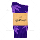 Huckleberry Crew Socks With All-Over Leaf Graphics - PURPLE x LIGHT PURPLE