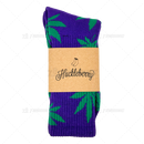 Huckleberry Crew Socks With All-Over Leaf Graphics - PURPLE x GREEN