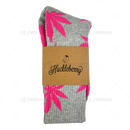 Huckleberry Crew Socks With All-Over Leaf Graphics - GREY x MAGENTA
