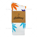 Huckleberry Crew Socks With All-Over Leaf Graphics - WHITE x MULTI COLOR