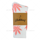 Huckleberry Crew Socks With All-Over Leaf Graphics - WHITE x LIGHT PINK