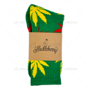Huckleberry Crew Socks With All-Over Leaf Graphics - GREEN x MULTI COLOR