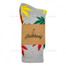 Huckleberry Crew Socks With All-Over Leaf Graphics - GREY x MULTI COLOR