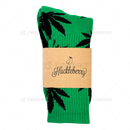 Huckleberry Crew Socks With All-Over Leaf Graphics - GREEN x BLACK