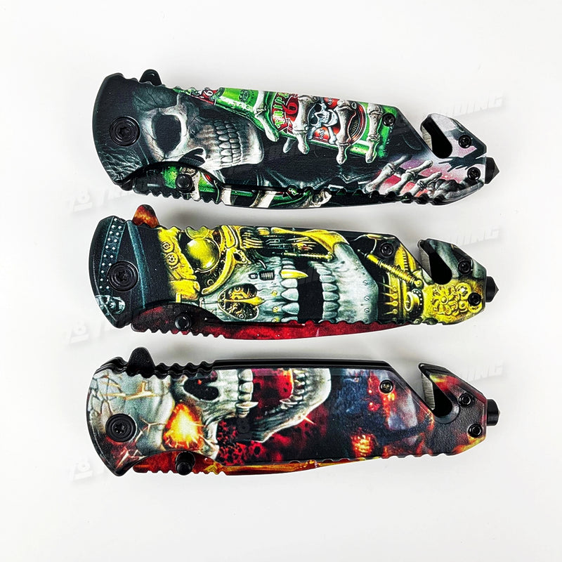 3D Skull Blade / Skull Print on Handle KS1820 - 3Colors