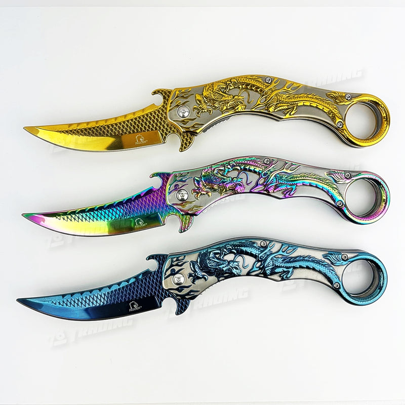 3D Dragon Pattern Handle KS3005 - 3 Colors