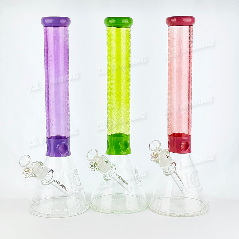 Legendary Glass Colorful Sandblast Beaker LG310 16inches