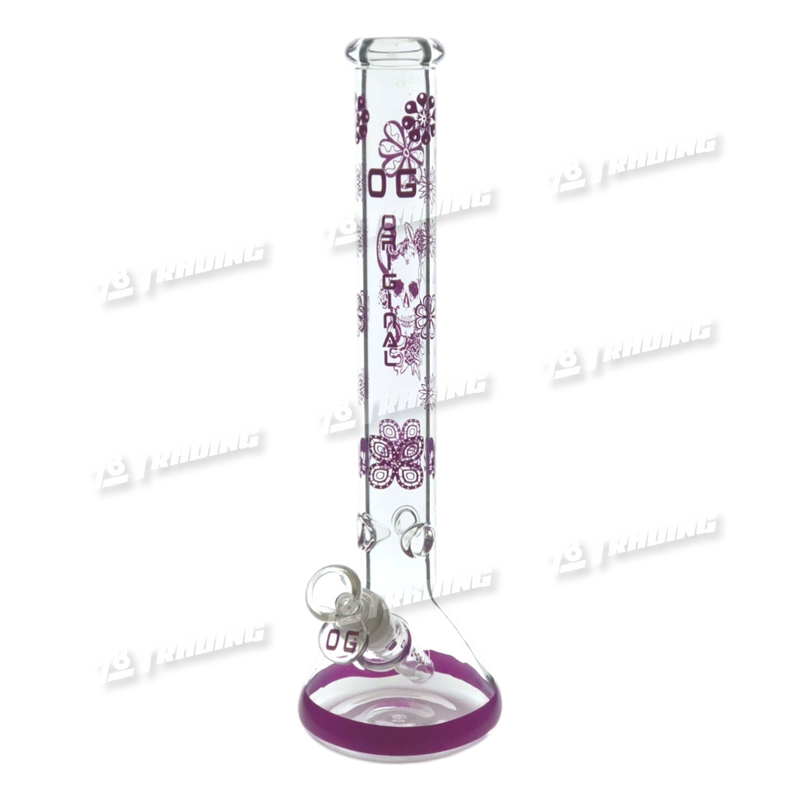 OG Original Glass Flower & Skull Pattern Beaker 14" OG525 - 4 Colors