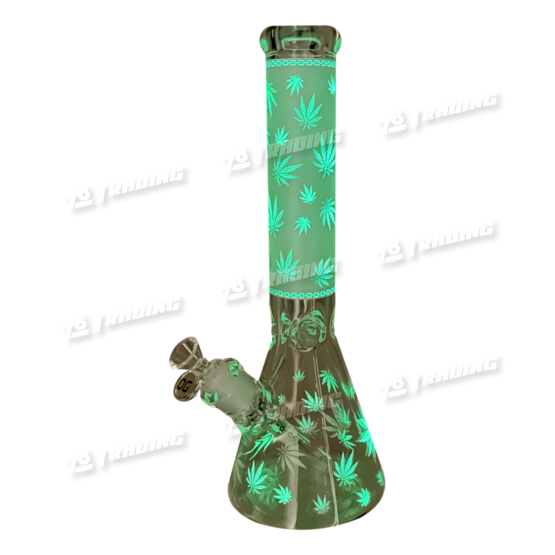 OG Original Glass Glow In The Dark Leaf Pattern Beaker 14" OGS15 - 3 Colors