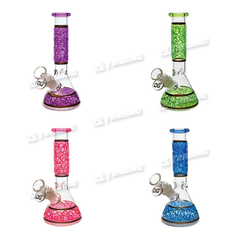 OG Original Glass Glow In The Dark Mini Beaker 8inches 5mm OGS4- 4 Colors