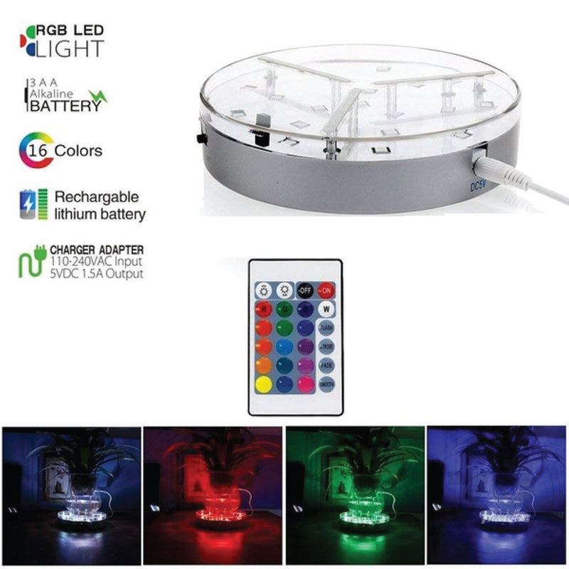 LED Light Base Display Multicolors RGBW LED Coaster 6inch