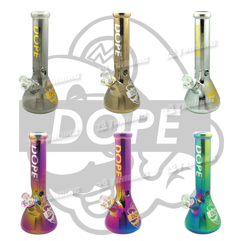 DOPE Metallic Chrome Beaker 13" w/Marijuana Pendant Key Chain - SUPER MARIO