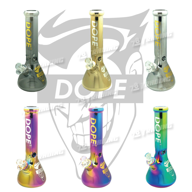 DOPE Metallic Chrome Beaker 13" w/Marijuana Pendant Key Chain - JOKER