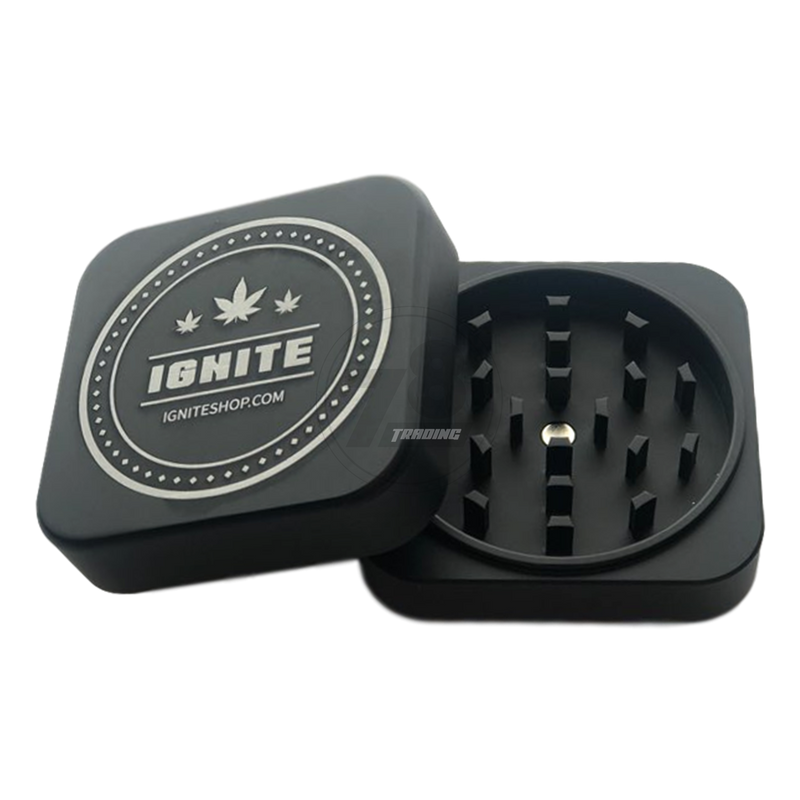 IGNITE Aluminum Alloy Square Grinder 2 Layers EP74 - BLACK