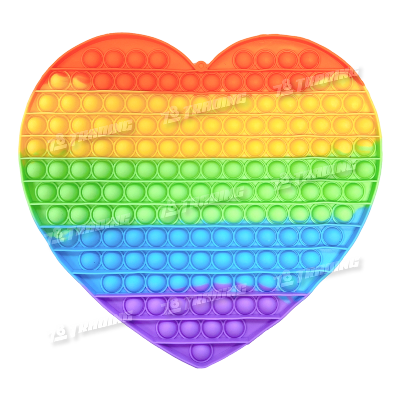 Fidget Toys Push Pop Bubble Jumbo Size Rainbow Color - Heart